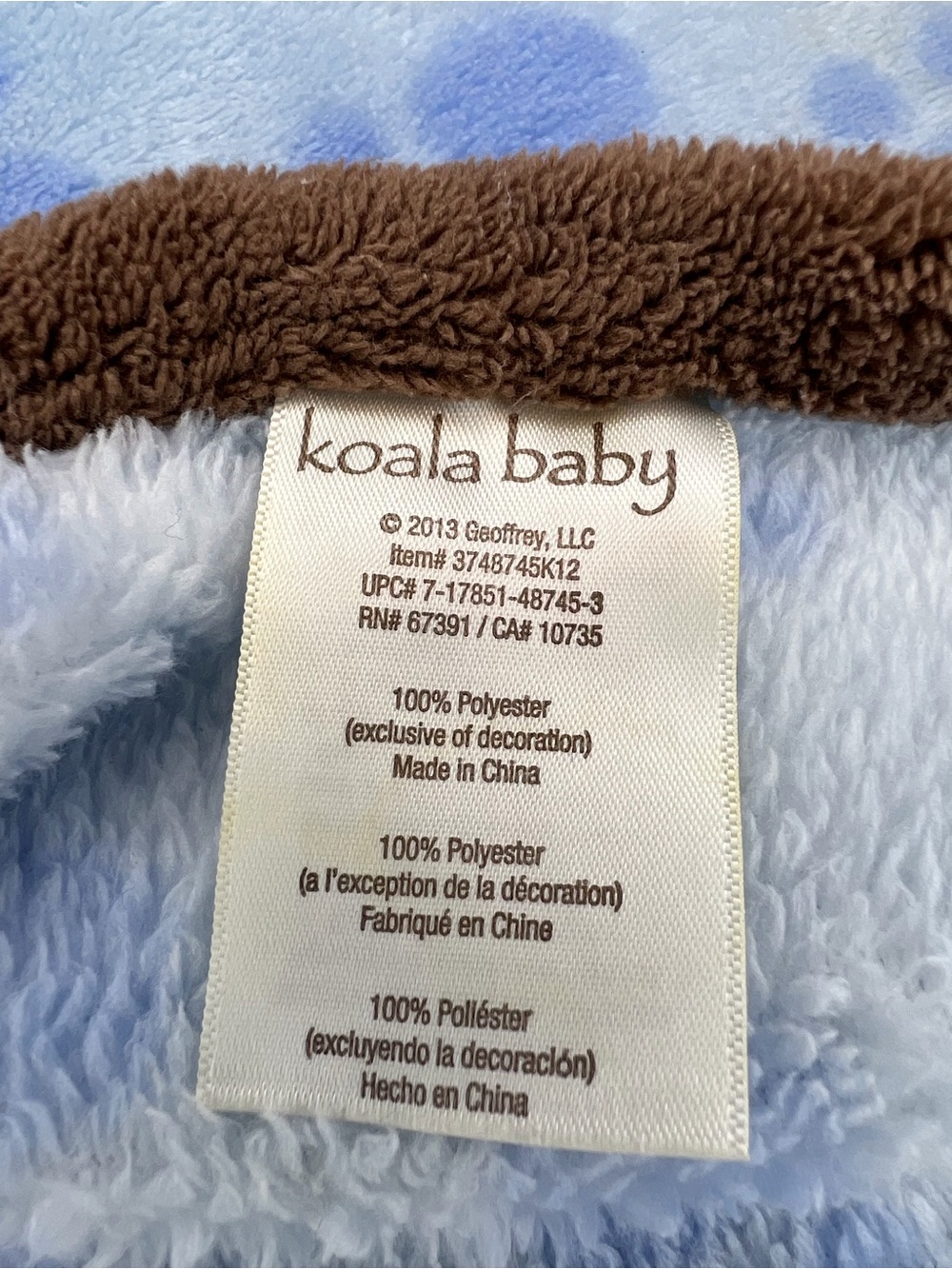 Koala Baby Brown Blue Paw Print 3D Puppy Dog Baby Security Blanket Lovey Fleece - Picture 7 of 9